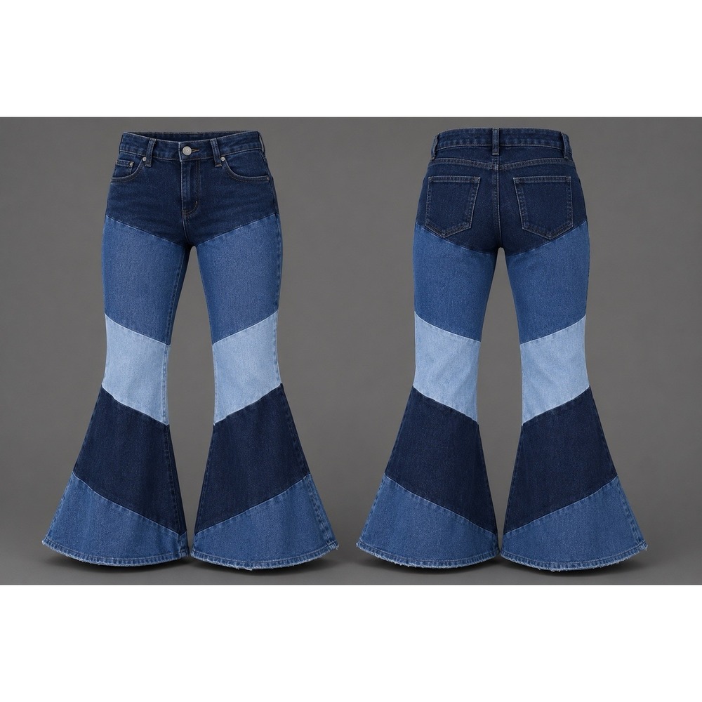 Altered State JEANS Women's LARGE 3 TONE PANTS Flare Denim   (Big Flare) Y2K